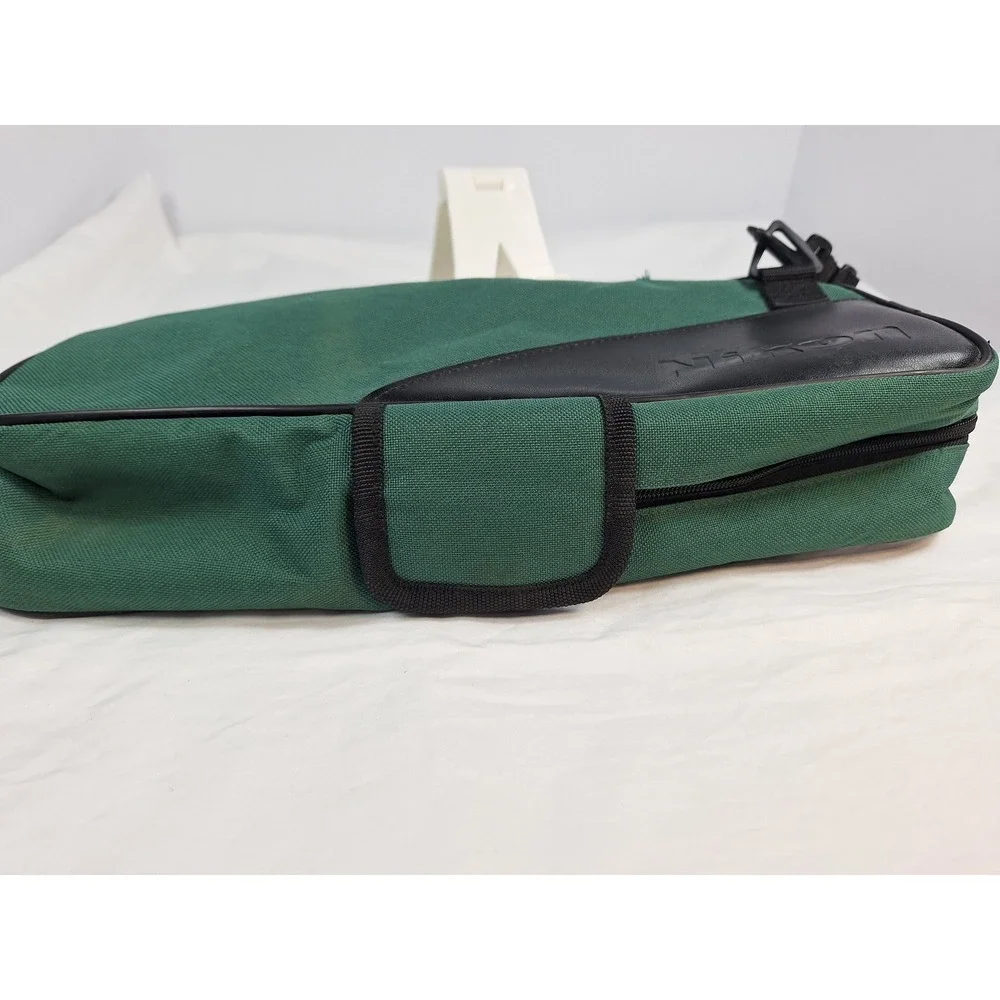 Nikon Camera lens Bag Green Canvas Black Trim Shoulder Strap Vintage‎ Case